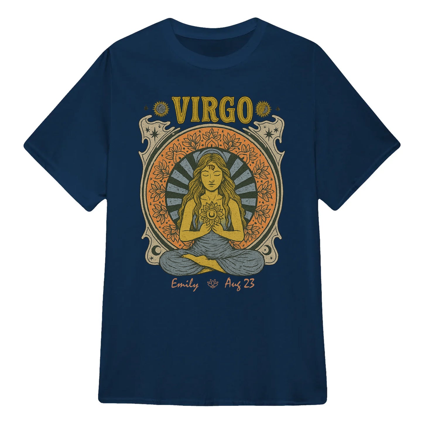 Zodiac Virgo Meditation Mandala Sun and Moon Symbols Yoga Classic Unisex T-Shirt | 5To9Style