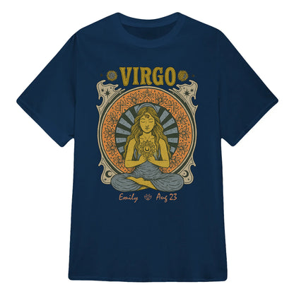 Zodiac Virgo Meditation Mandala Sun and Moon Symbols Yoga Classic Unisex T-Shirt | 5To9Style