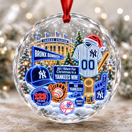 All Baseball Teams Christmas Vibe Snow Neon Led Round Glass Ornament  With Red Gift Box | 5to9 5to9style