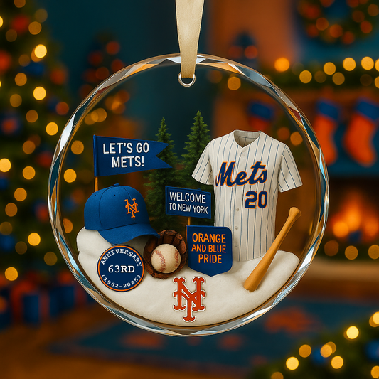 Baseball Glass Ornament  3 With Gift Box Christmas Baseball Team  - Glass Ornament