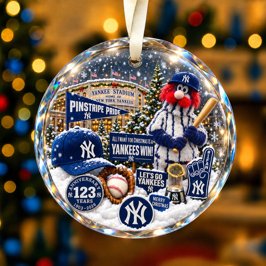 All Baseball Teams Christmas Snow Vibe Round Glass Ornament  With Red Gift Box | 5to9 5to9style