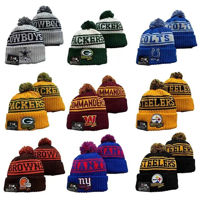 Football Classic Knit Beanie with Pom – One Size Fits All