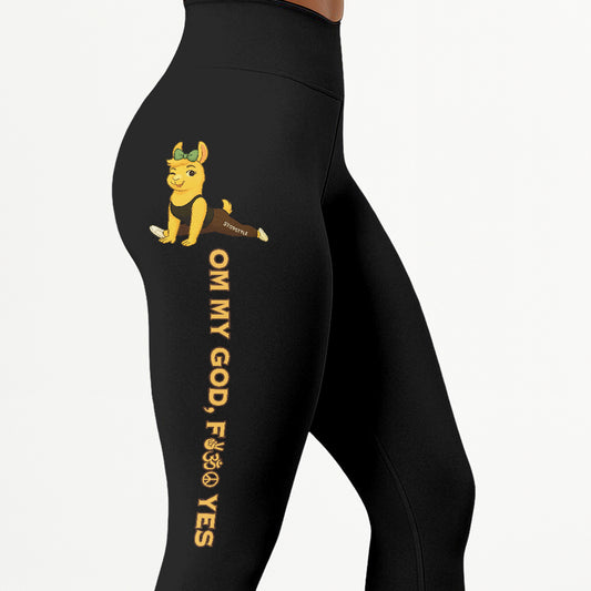 Om My God, Fck Yes Chill Llama Yoga Pants All-Over Print Women's High Waist Leggings | 5To9Style