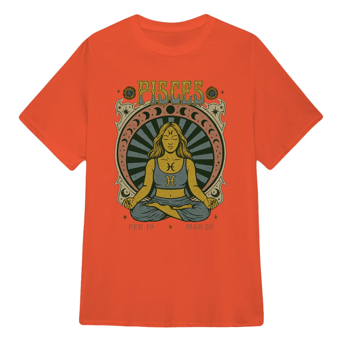 Pisces Zodiac Meditation Moon Phase Yoga Classic Unisex T-Shirt | 5To9Style