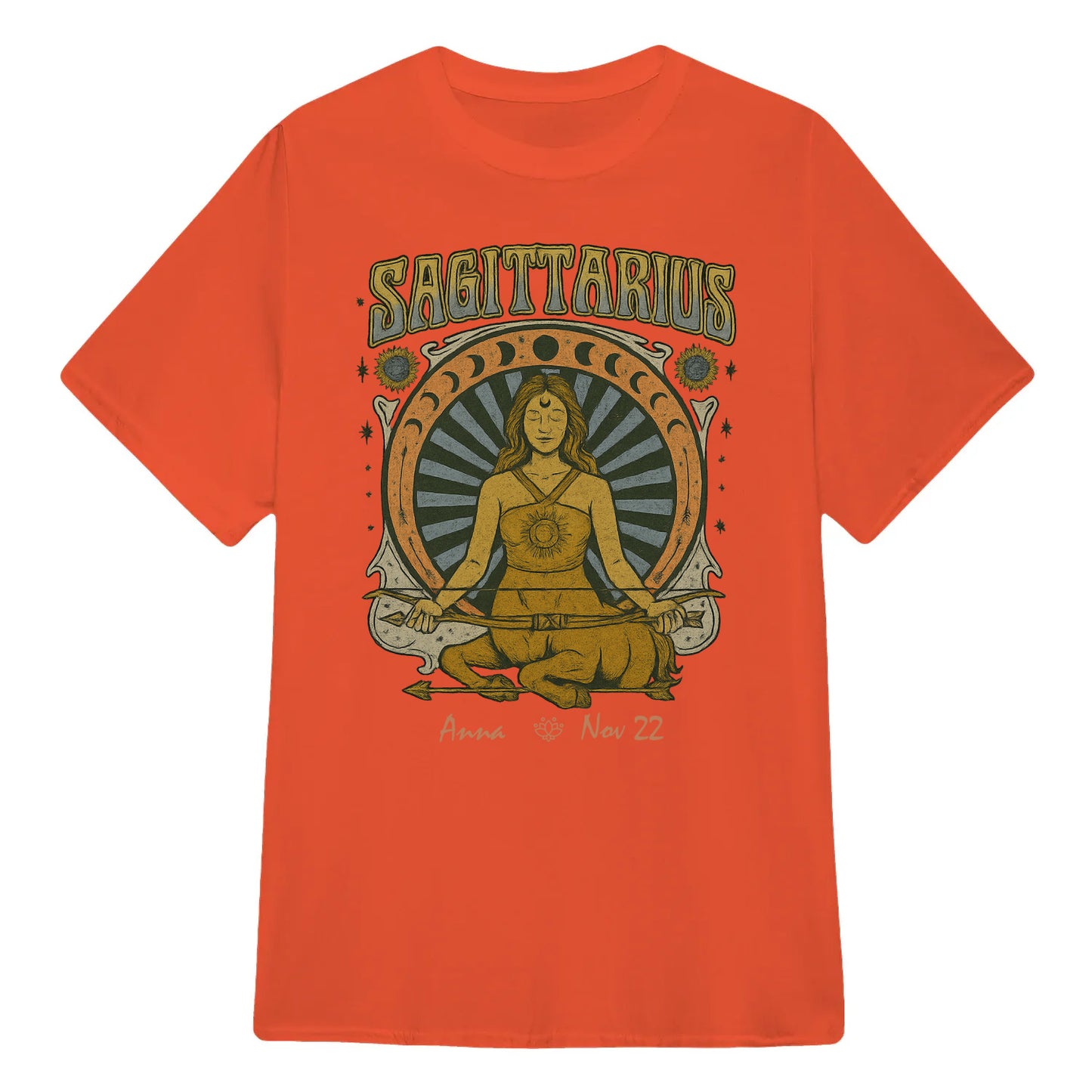 Zodiac Sagittarius Meditation Mandala Sun and Moon Symbols Yoga Classic Unisex T-Shirt | 5To9Style