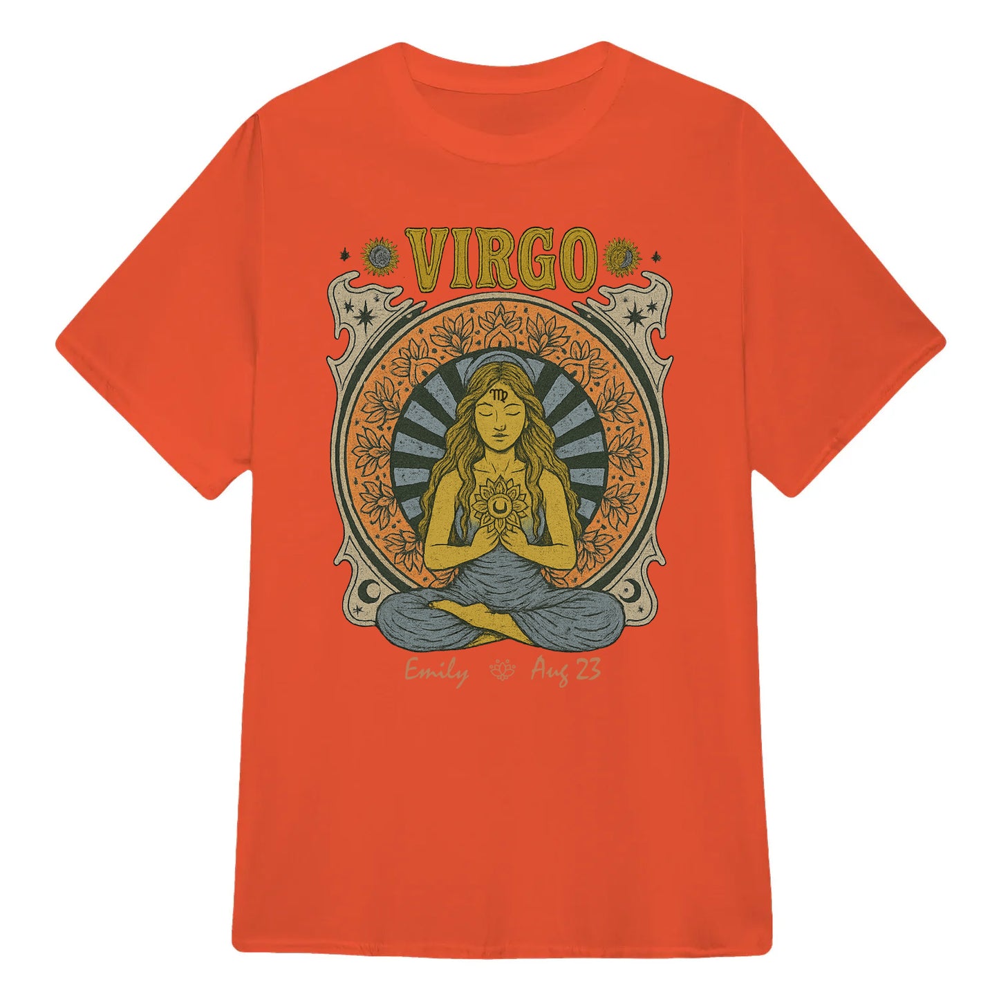 Zodiac Virgo Meditation Mandala Sun and Moon Symbols Yoga Classic Unisex T-Shirt | 5To9Style