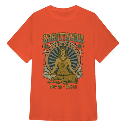 Sagittarius Zodiac Meditation Moon Phase Yoga Classic Unisex T-Shirt | 5To9Style