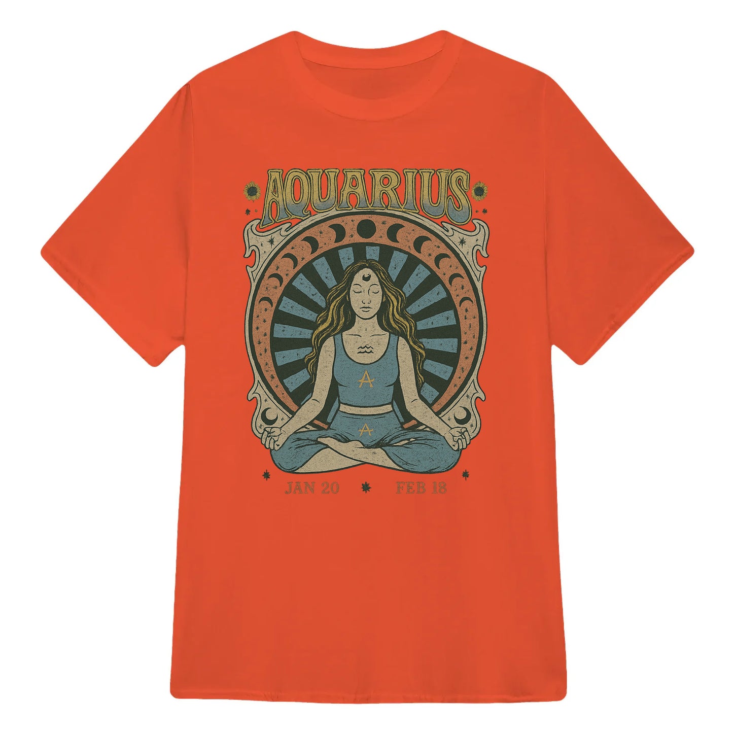Aquarius Zodiac Meditation Moon Phase Yoga Classic Unisex T-Shirt | 5To9Style