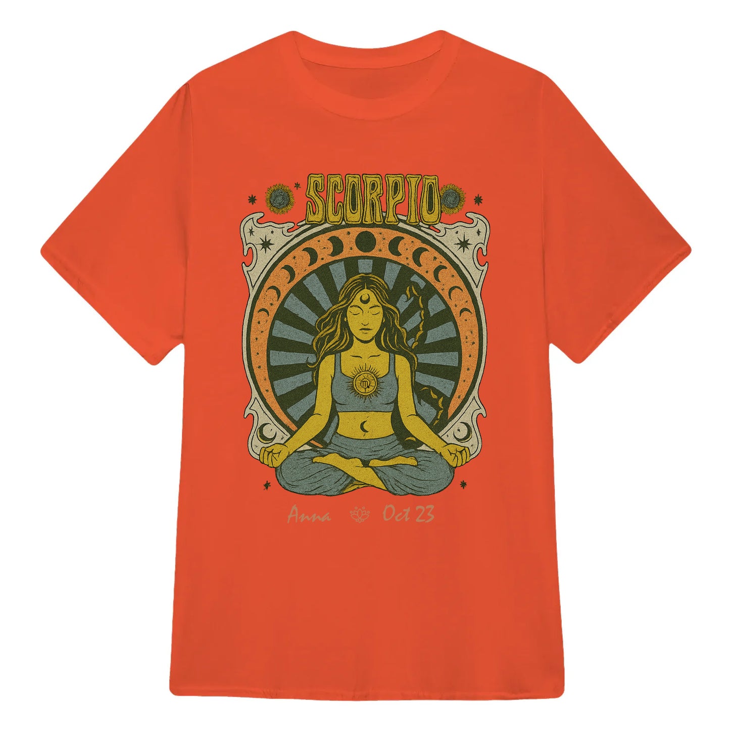 Zodiac Scorpio Meditation Mandala Sun and Moon Symbols Yoga Classic Unisex T-Shirt | 5To9Style