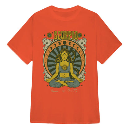 Zodiac Scorpio Meditation Mandala Sun and Moon Symbols Yoga Classic Unisex T-Shirt | 5To9Style
