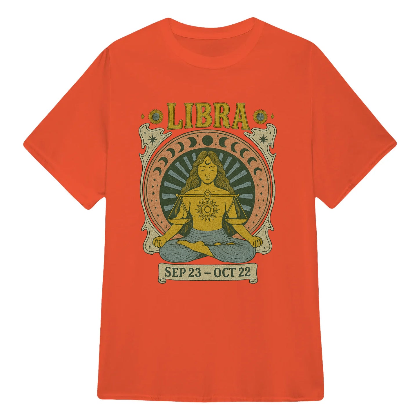Libra Zodiac Meditation Moon Phase Yoga Classic Unisex T-Shirt | 5To9Style