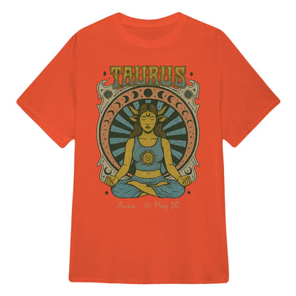 Zodiac Taurus Meditation Mandala Sun and Moon Symbols Yoga Classic Unisex T-Shirt | 5To9Style