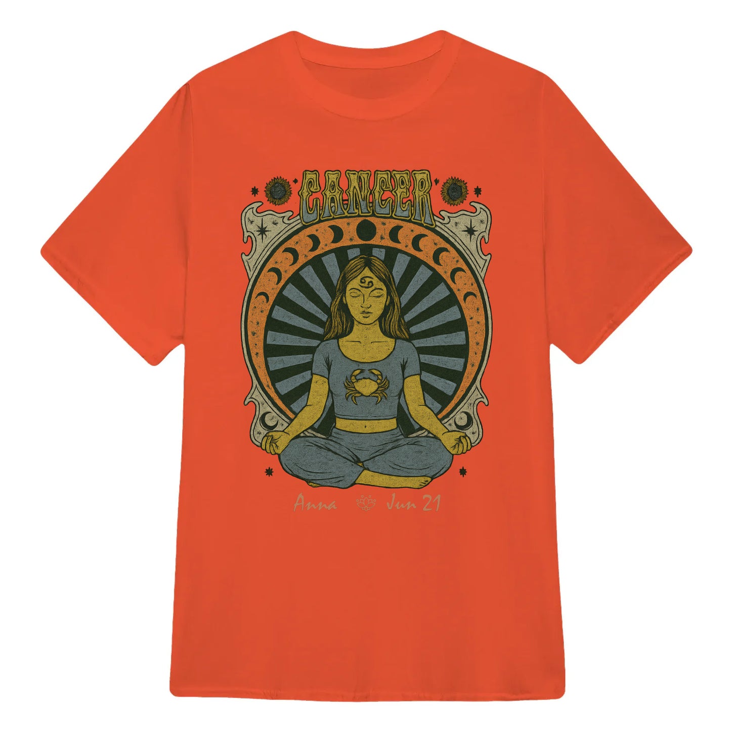 Zodiac Cancer Meditation Mandala Sun and Moon Symbols Yoga Classic Unisex T-Shirt | 5To9Style