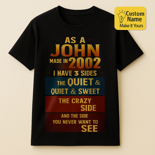 Personalized Birthday T-Shirt – I Have 3 Sides Custom name 2002  years  – Unique Birthday Gifts - Birthday Gift Ideas
