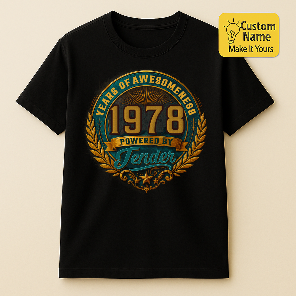 Personalized Birthday T-Shirt – Years Of Awesomeness Powered By Custom name 1978 years  – Unique Birthday Gifts - Birthday Gift Ideas