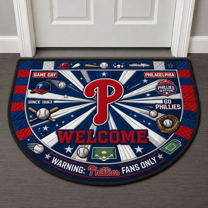 Baseball All Teams Custom Quilted Print Premium Welcome Mat Washable Black Border – Personalized Baseball Doormat
