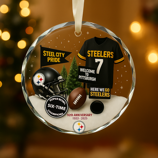 Football Glass Ornament 4 With Gift Box Christmas All Teams - Glass Ornament