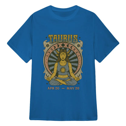 Taurus Zodiac Meditation Moon Phase Yoga Classic Unisex T-Shirt | 5To9Style