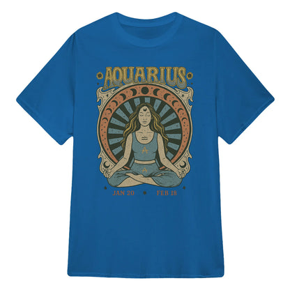 Aquarius Zodiac Meditation Moon Phase Yoga Classic Unisex T-Shirt | 5To9Style