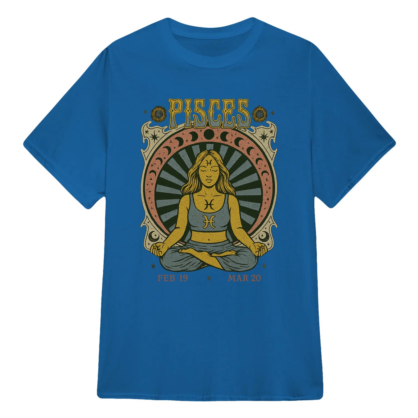 Pisces Zodiac Meditation Moon Phase Yoga Classic Unisex T-Shirt | 5To9Style