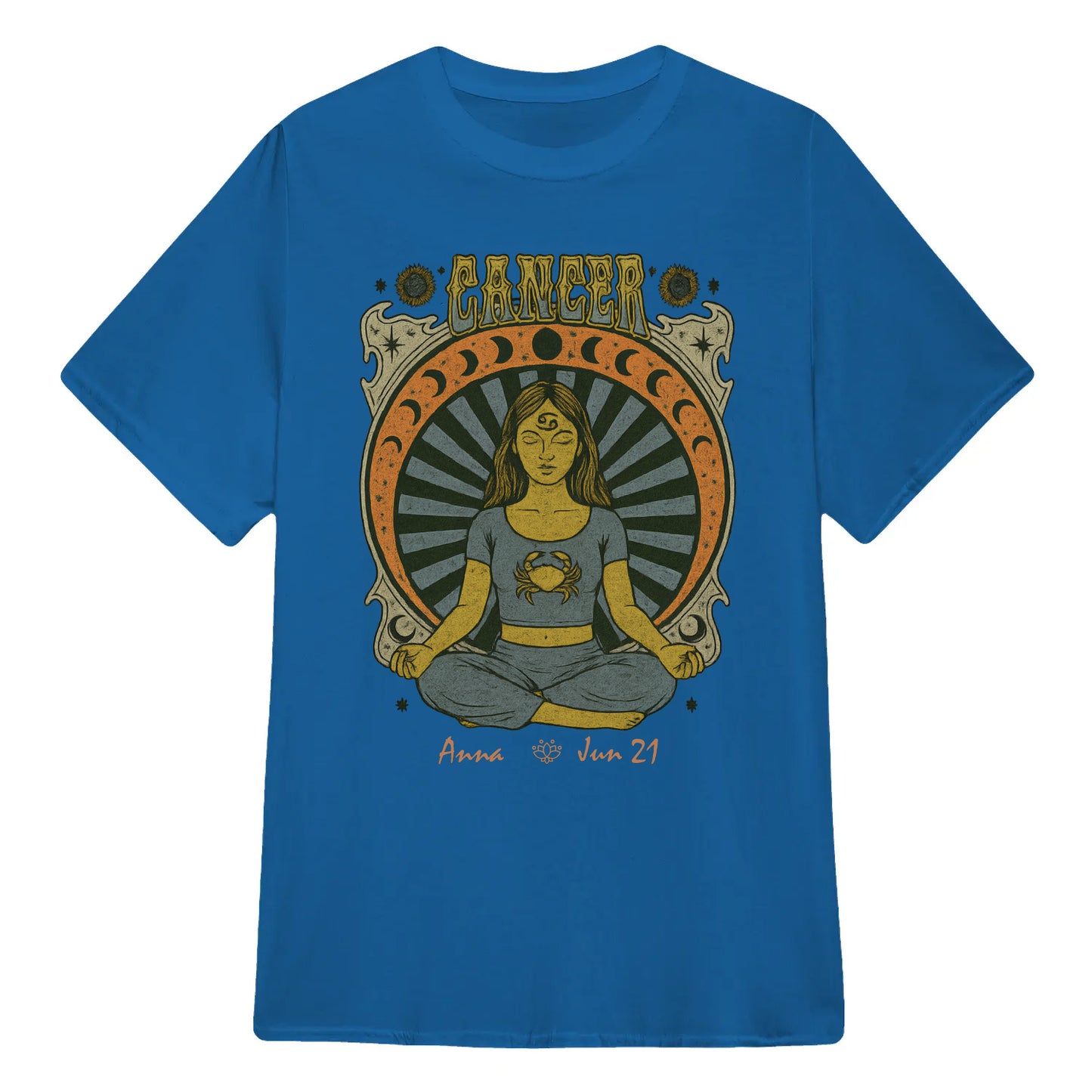 Zodiac Cancer Meditation Mandala Sun and Moon Symbols Yoga Classic Unisex T-Shirt | 5To9Style