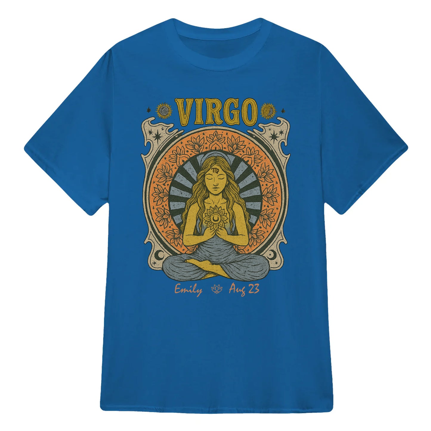 Zodiac Virgo Meditation Mandala Sun and Moon Symbols Yoga Classic Unisex T-Shirt | 5To9Style
