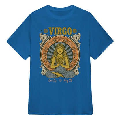 Zodiac Virgo Meditation Mandala Sun and Moon Symbols Yoga Classic Unisex T-Shirt | 5To9Style