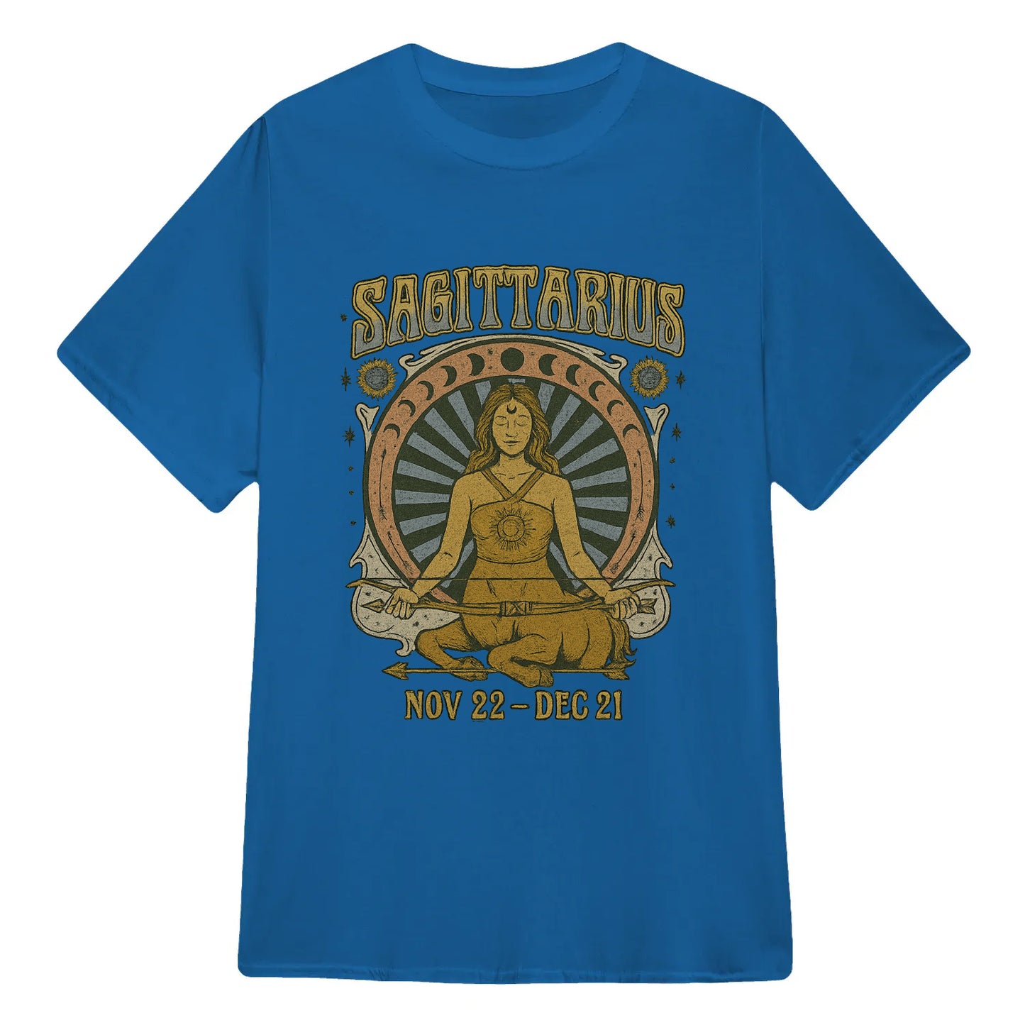 Sagittarius Zodiac Meditation Moon Phase Yoga Classic Unisex T-Shirt | 5To9Style