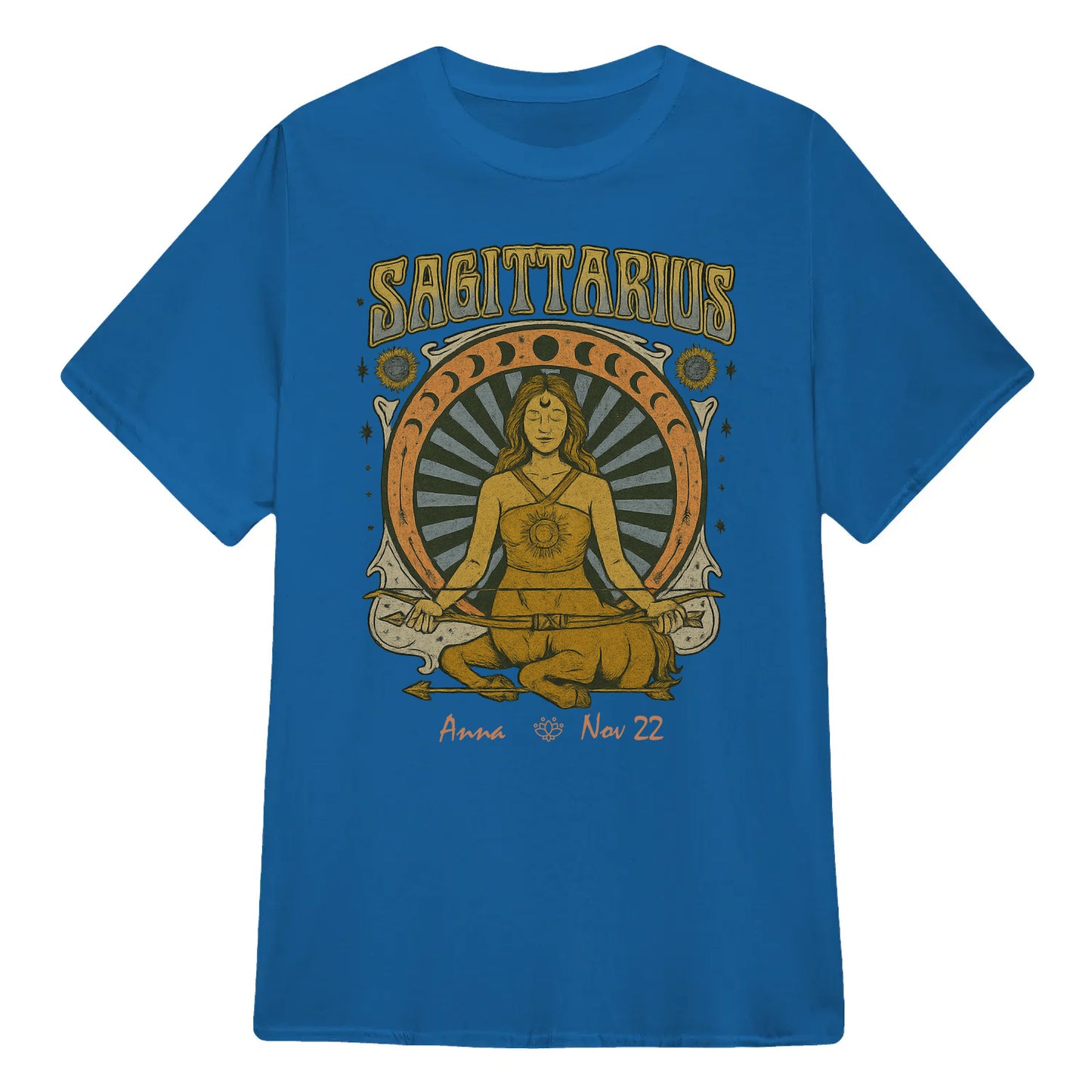 Zodiac Sagittarius Meditation Mandala Sun and Moon Symbols Yoga Classic Unisex T-Shirt | 5To9Style