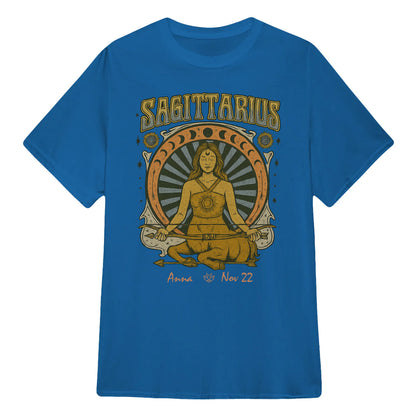 Zodiac Sagittarius Meditation Mandala Sun and Moon Symbols Yoga Classic Unisex T-Shirt | 5To9Style