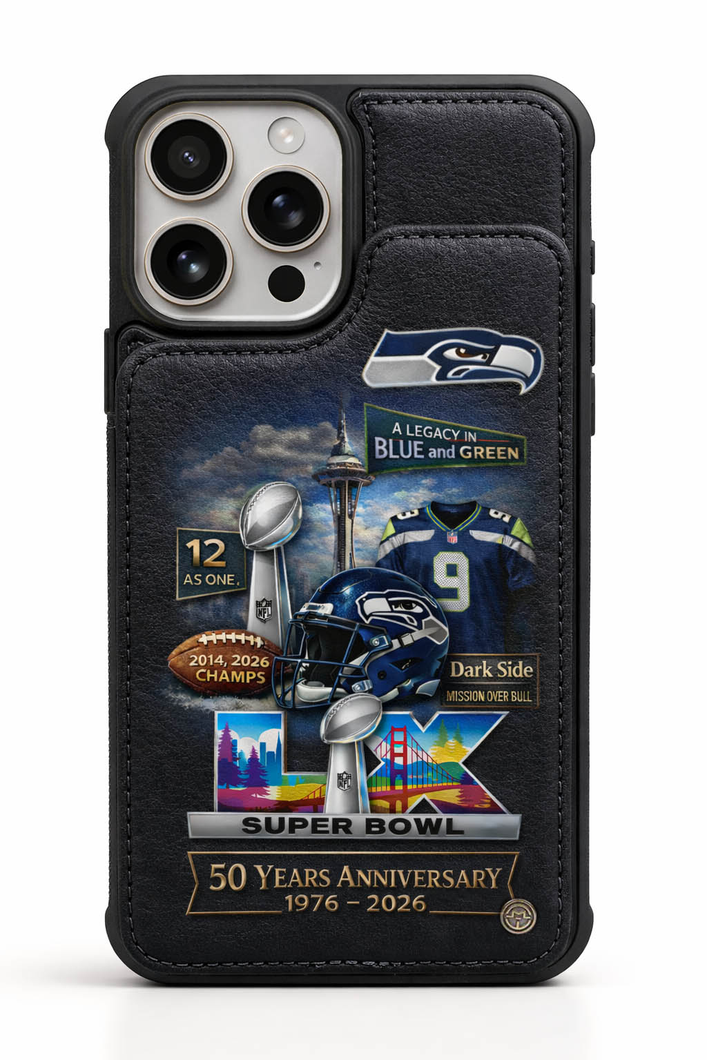 Football Super Bowl Phone Case SH Football LX Champion 2026 Leather Flip Wallet Phone Case