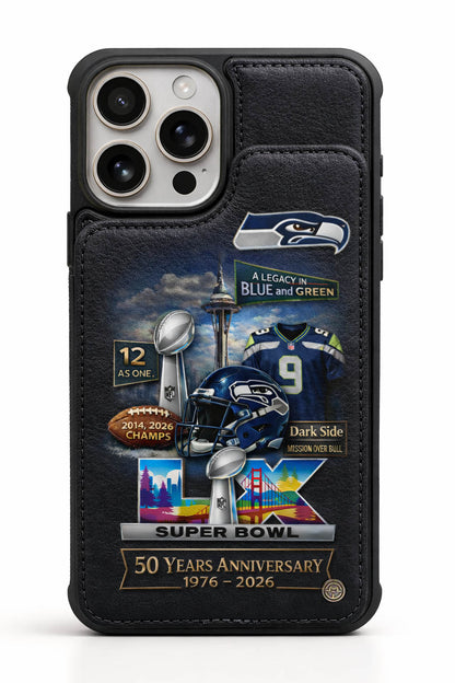Football Super Bowl Phone Case SH Football LX Champion 2026 Leather Flip Wallet Phone Case