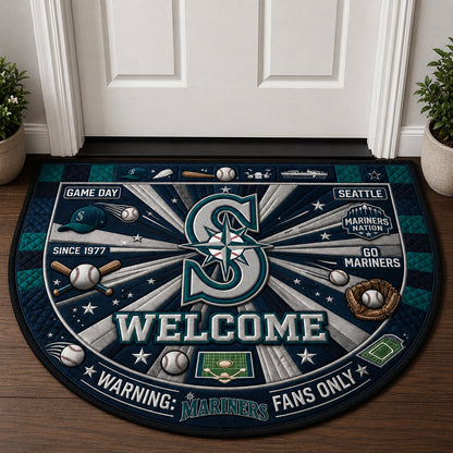 Baseball All Teams Custom Quilted Print Premium Welcome Mat Washable Black Border – Personalized Baseball Doormat