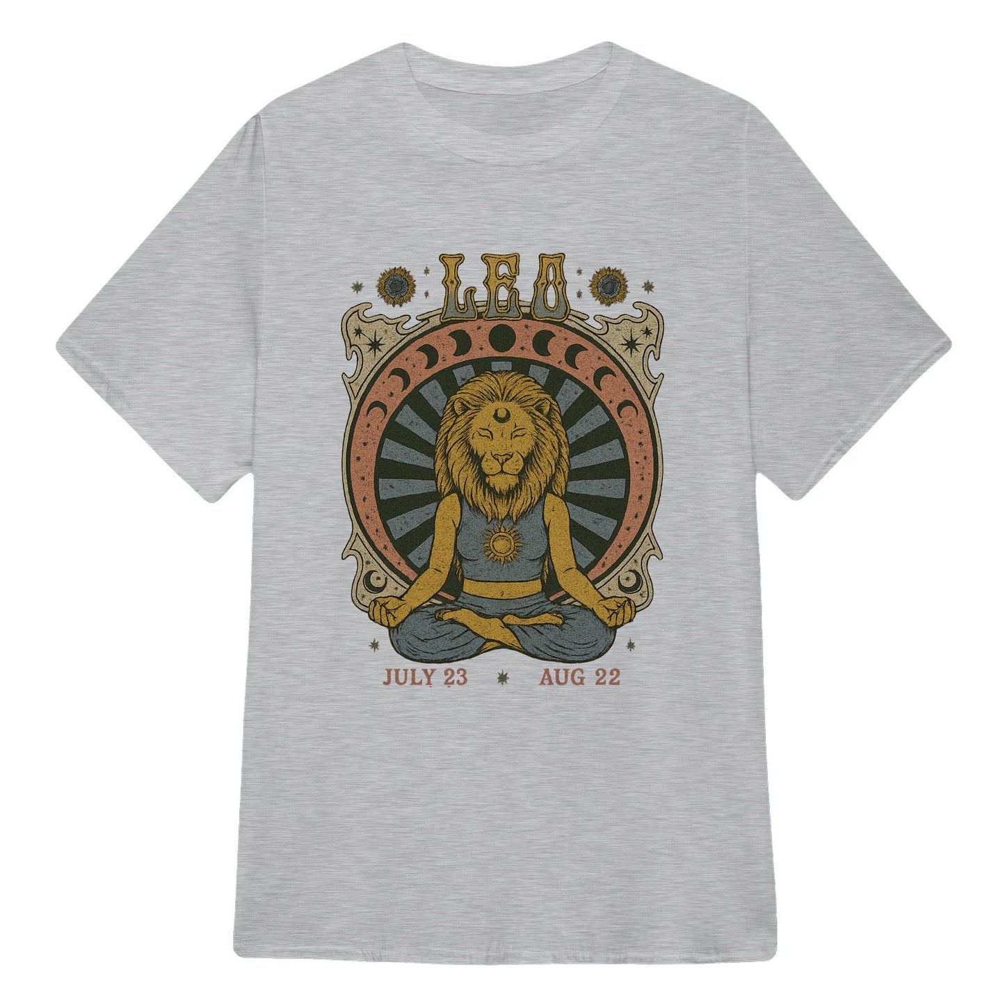 Leo Zodiac Meditation Moon Phase Yoga Classic Unisex T-Shirt | 5To9Style
