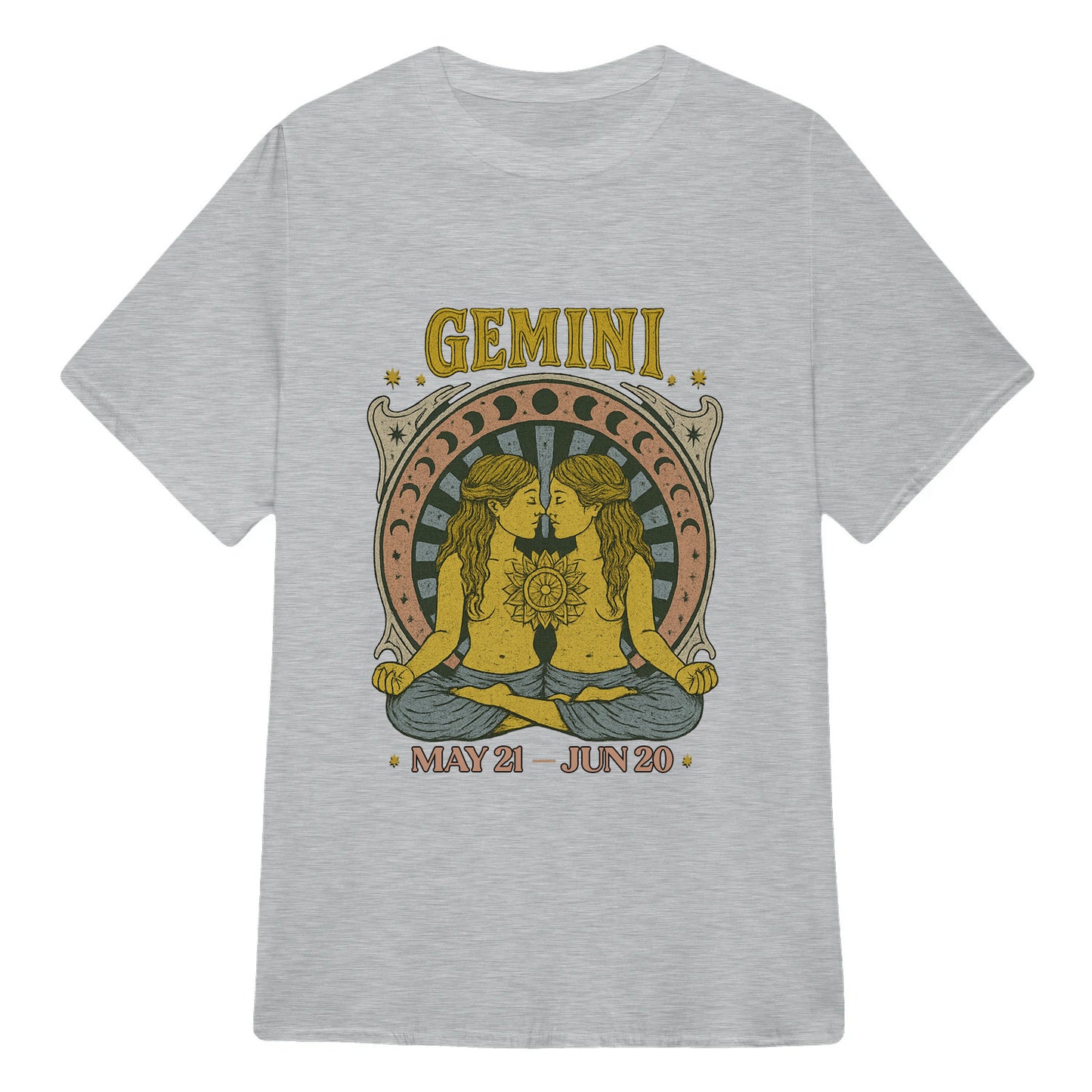 Gemini Zodiac Meditation Moon Phase Yoga Classic Unisex T-Shirt | 5To9Style