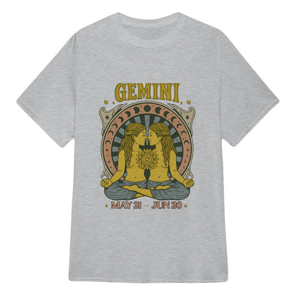 Gemini Zodiac Meditation Moon Phase Yoga Classic Unisex T-Shirt | 5To9Style