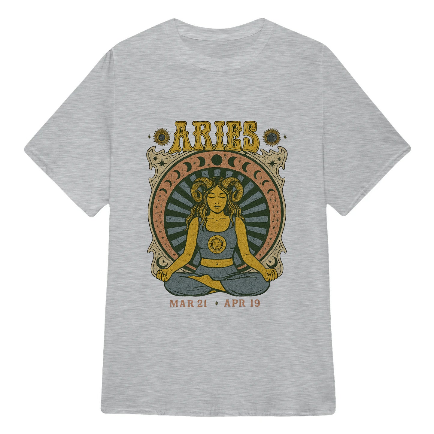 Aries Zodiac Meditation Moon Phase Yoga Classic Unisex T-Shirt | 5To9Style