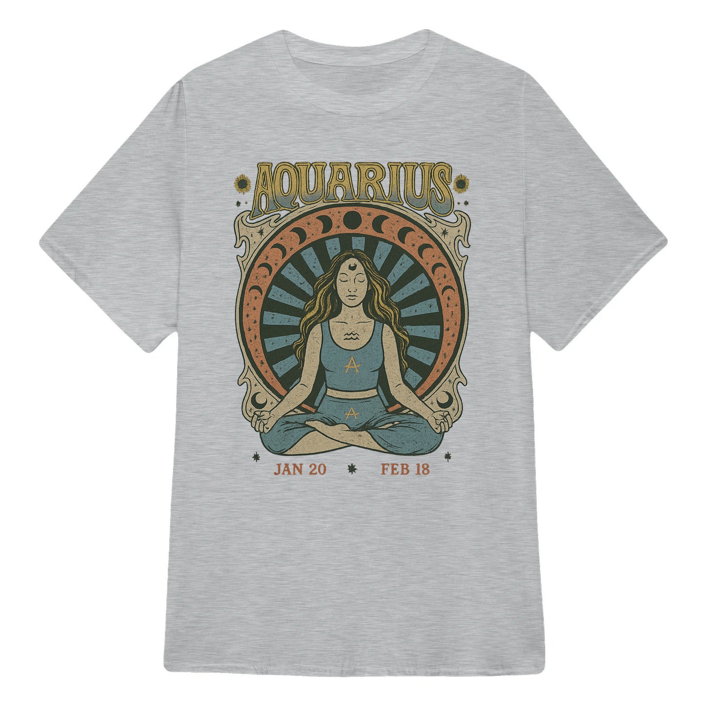 Aquarius Zodiac Meditation Moon Phase Yoga Classic Unisex T-Shirt | 5To9Style