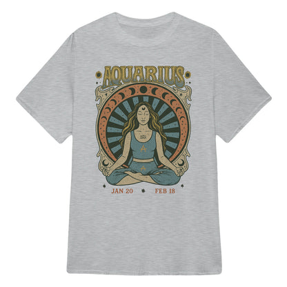 Aquarius Zodiac Meditation Moon Phase Yoga Classic Unisex T-Shirt | 5To9Style