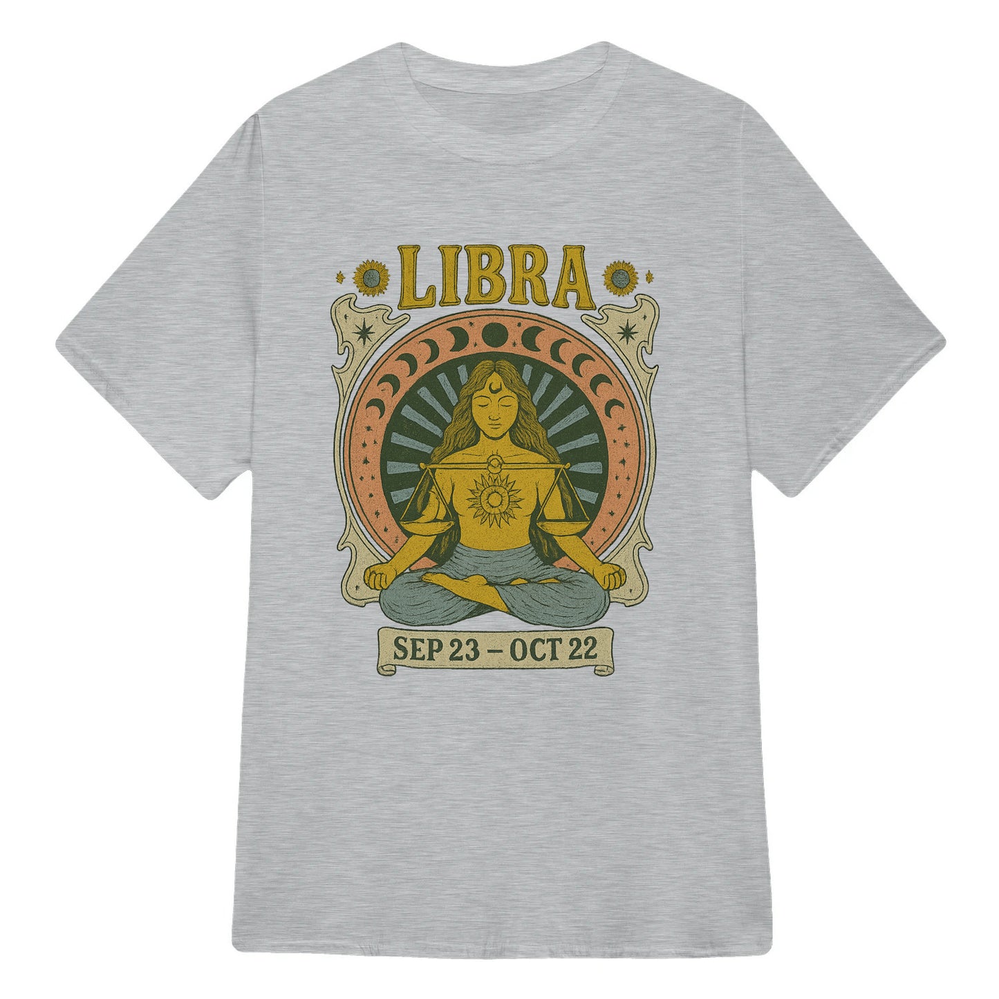 Libra Zodiac Meditation Moon Phase Yoga Classic Unisex T-Shirt | 5To9Style