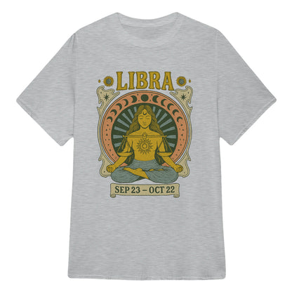 Libra Zodiac Meditation Moon Phase Yoga Classic Unisex T-Shirt | 5To9Style