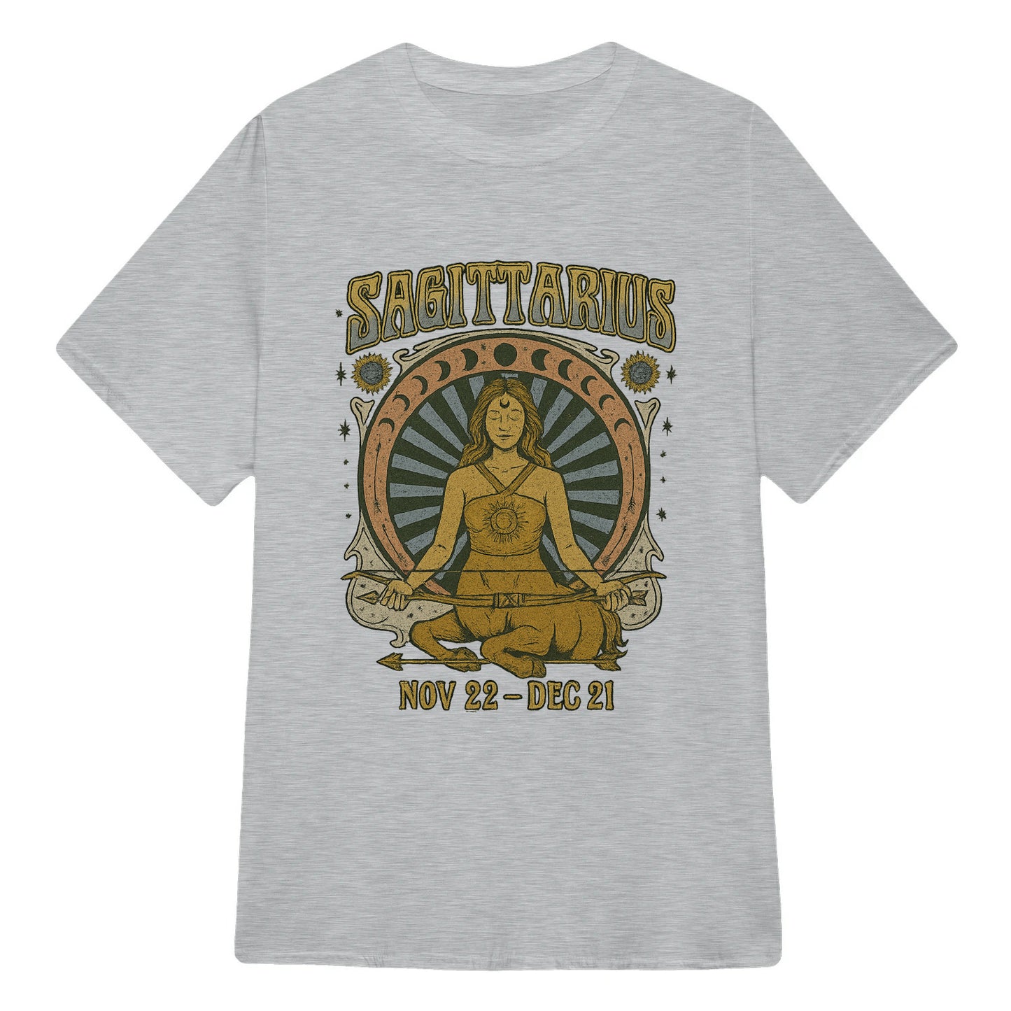 Sagittarius Zodiac Meditation Moon Phase Yoga Classic Unisex T-Shirt | 5To9Style