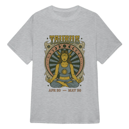 Taurus Zodiac Meditation Moon Phase Yoga Classic Unisex T-Shirt | 5To9Style
