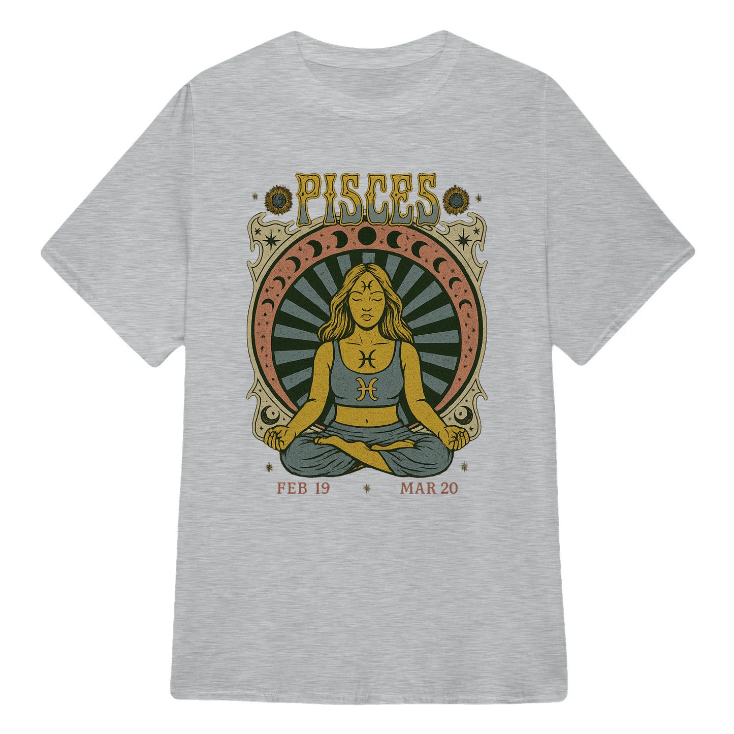 Pisces Zodiac Meditation Moon Phase Yoga Classic Unisex T-Shirt | 5To9Style