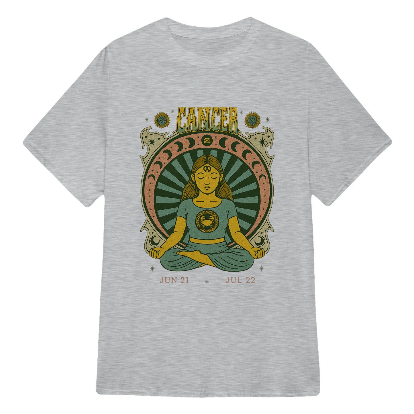 Cancer Zodiac Meditation Moon Phase Yoga Classic Unisex T-Shirt | 5To9Style