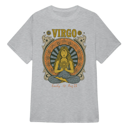 Zodiac Virgo Meditation Mandala Sun and Moon Symbols Yoga Classic Unisex T-Shirt | 5To9Style