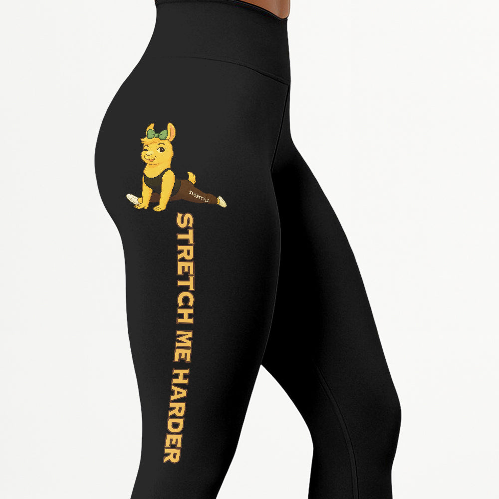 Stretch Me Harder Chill Llama Yoga Pants All-Over Print Women's High Waist Leggings | 5To9Style