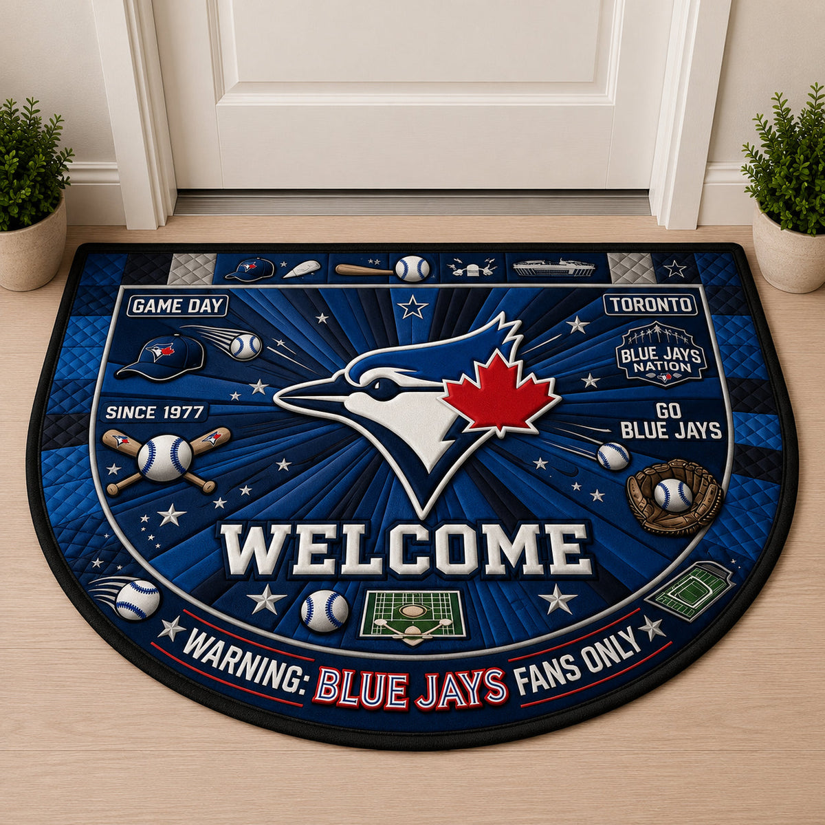 Baseball All Teams Custom Quilted Print Premium Welcome Mat Washable Black Border – Personalized Baseball Doormat