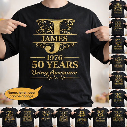 T-Shirt Age personalized name, year, letter for birthday