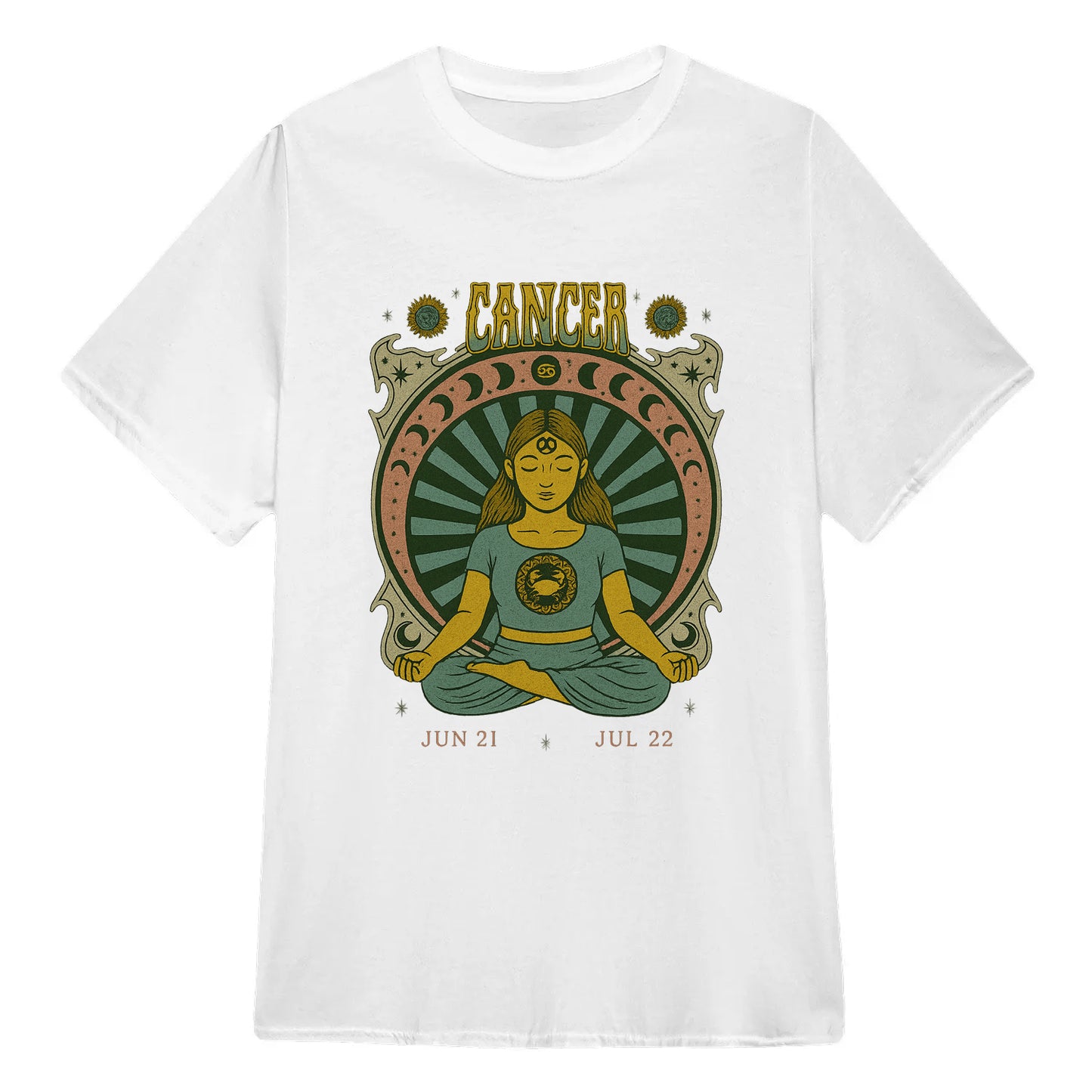 Cancer Zodiac Meditation Moon Phase Yoga Classic Unisex T-Shirt | 5To9Style